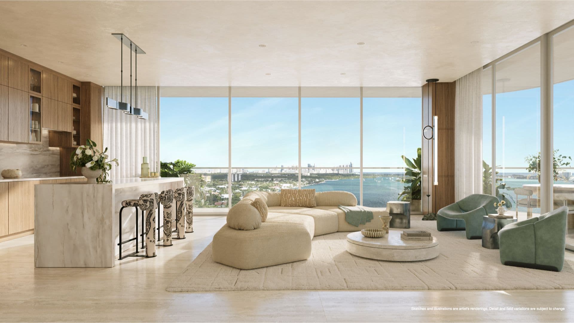 Sala con vista a la bahía