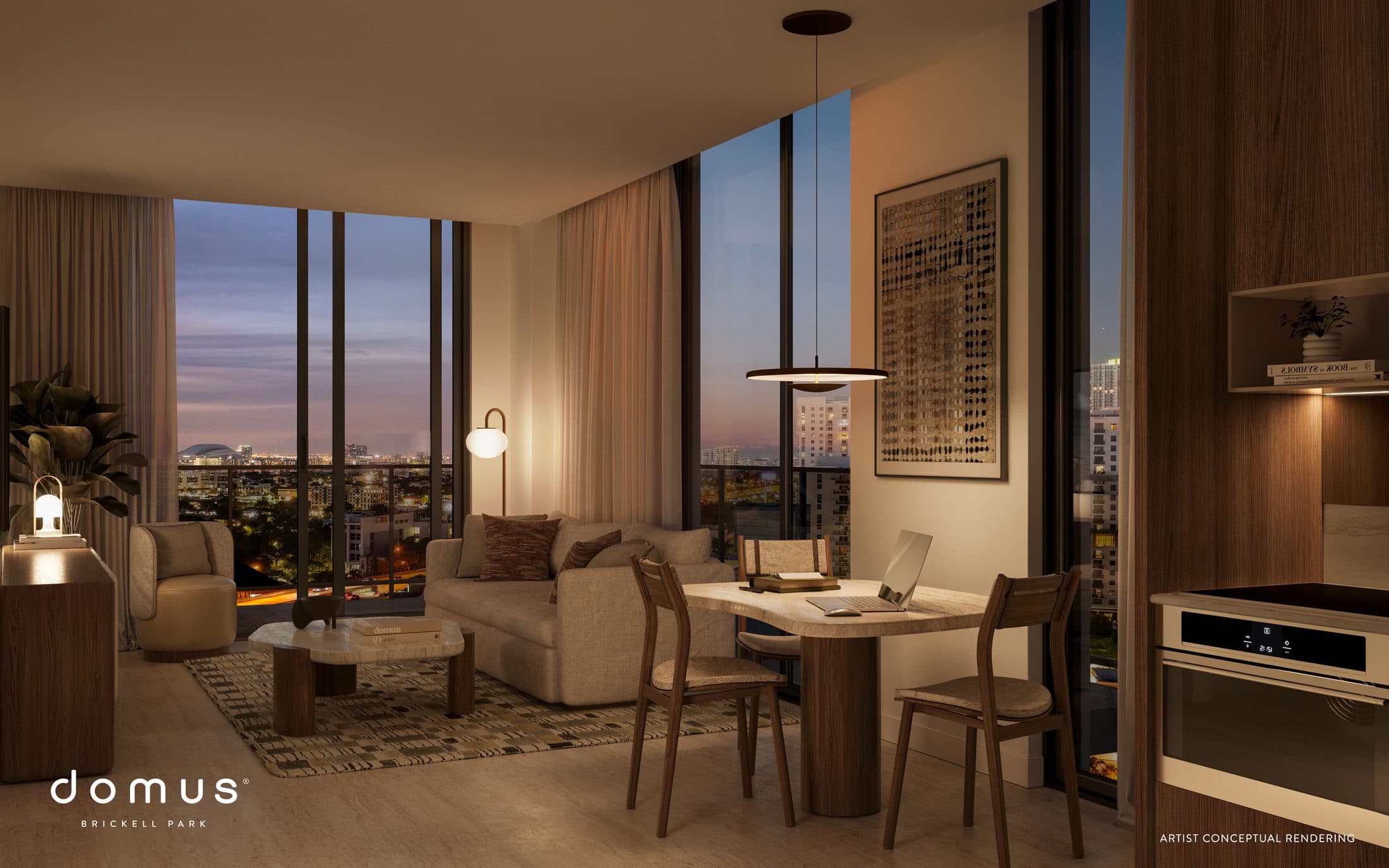 Sala y comedor de un apartamento de 1 dormitorio (línea 03)