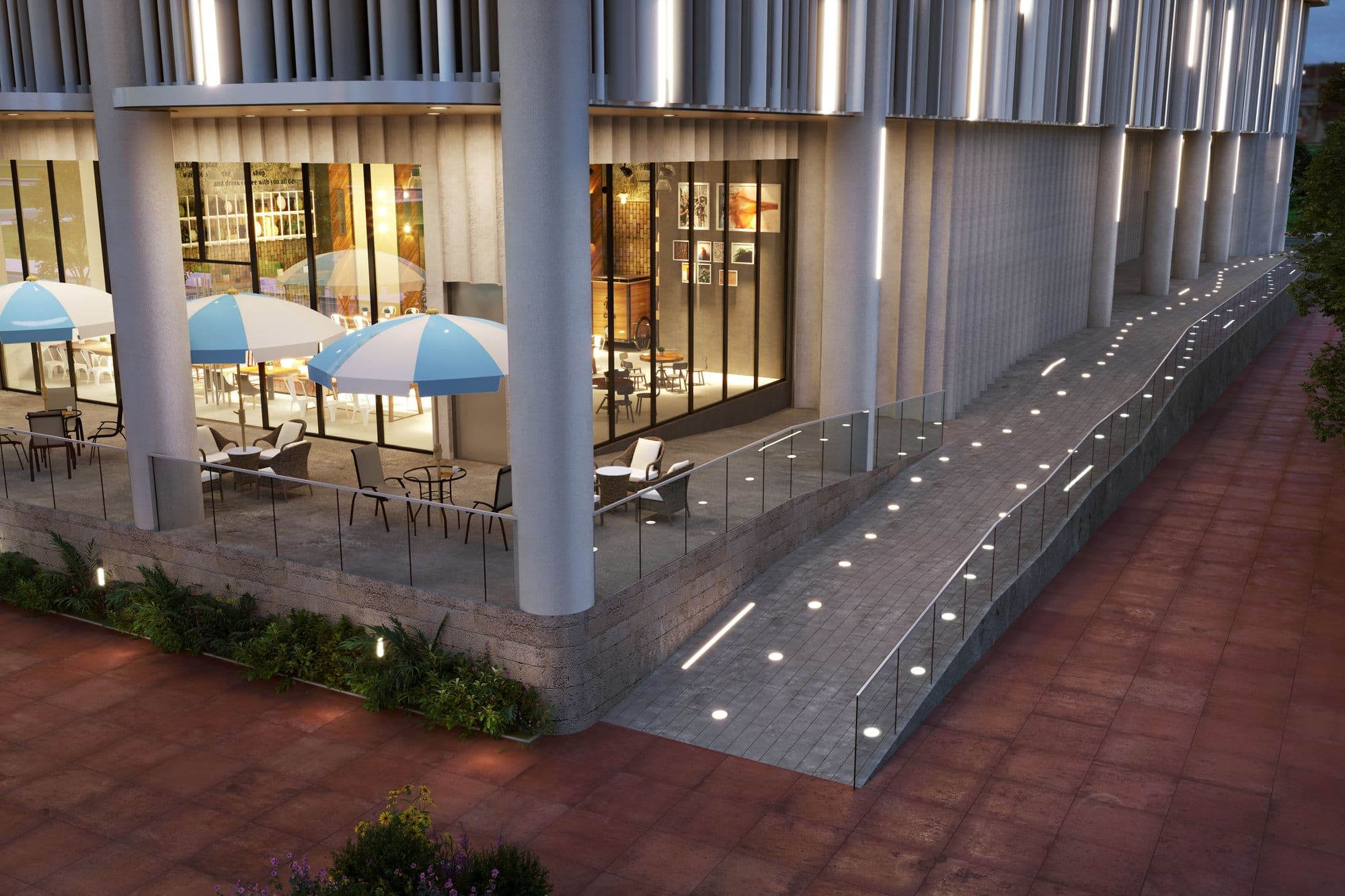 Terraza del café en la planta baja