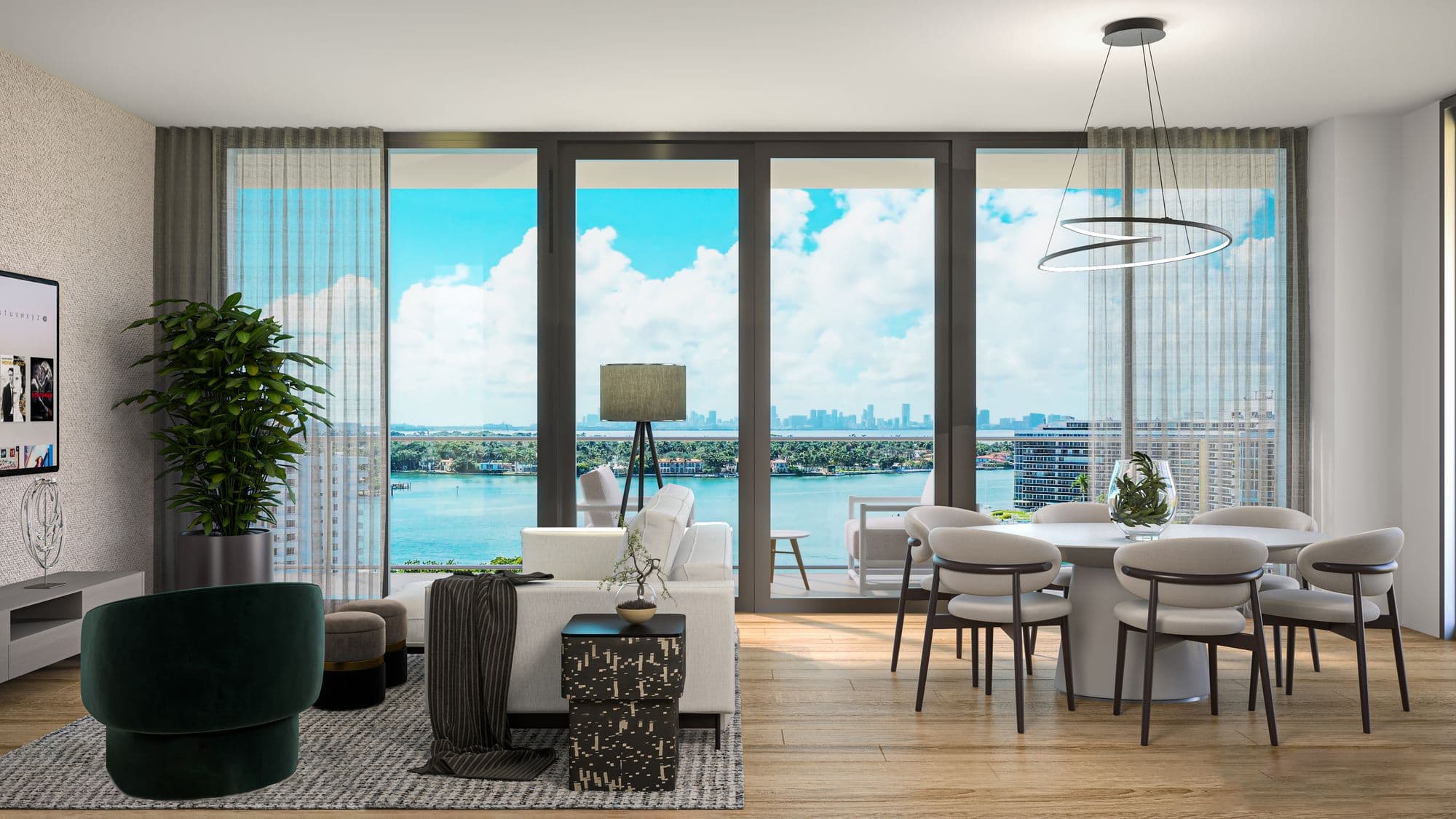 Sala con vista a la bahía