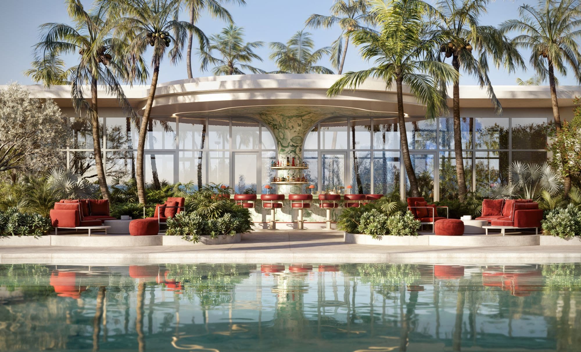Piscina y bar de jugos