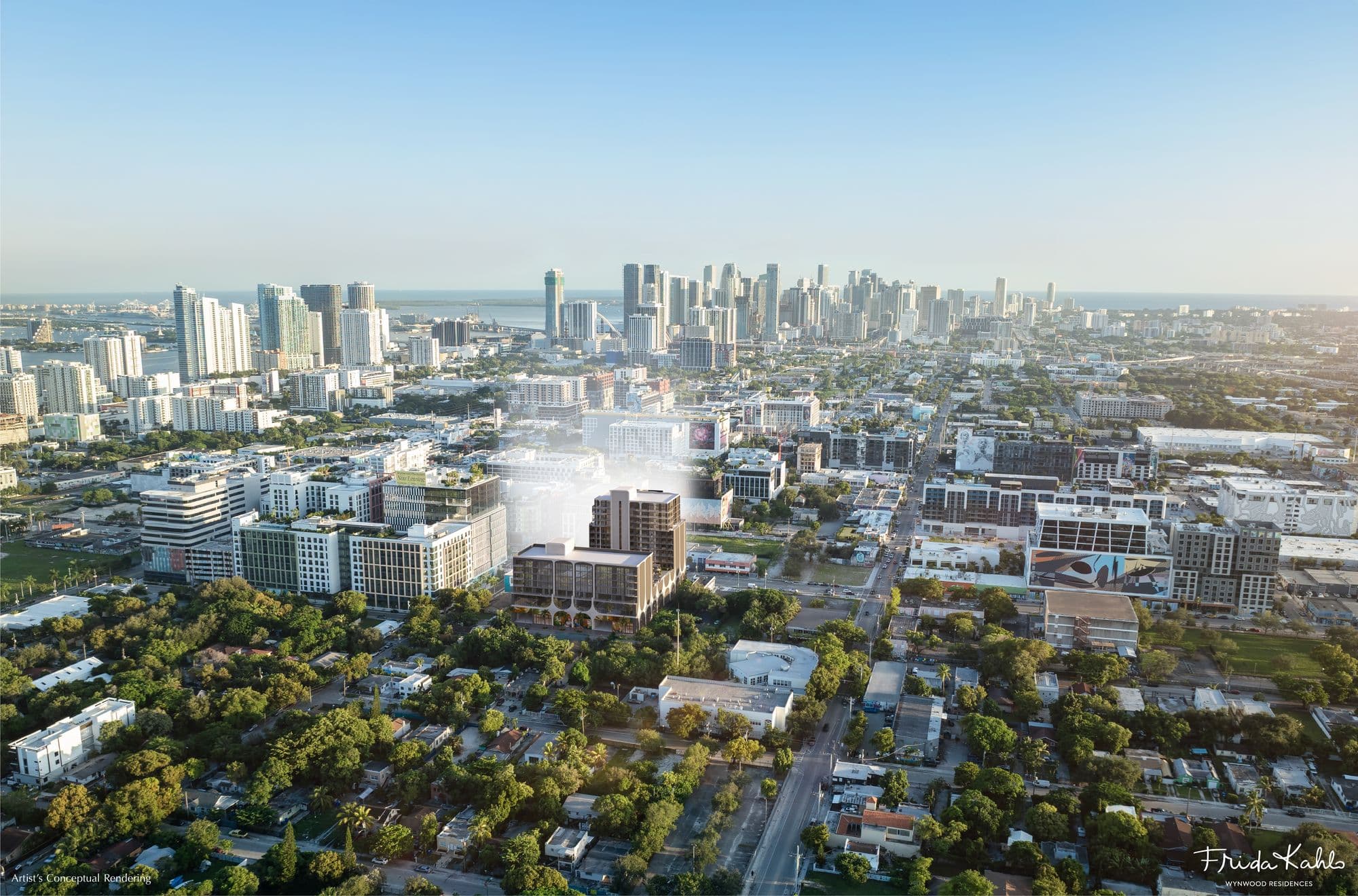 Wynwood y el centro de Miami desde el aire