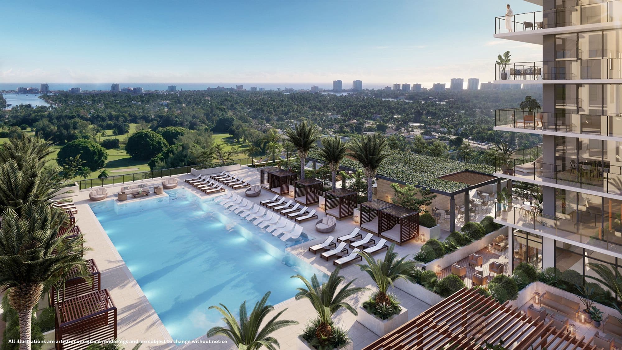 Piscina con vista al golf