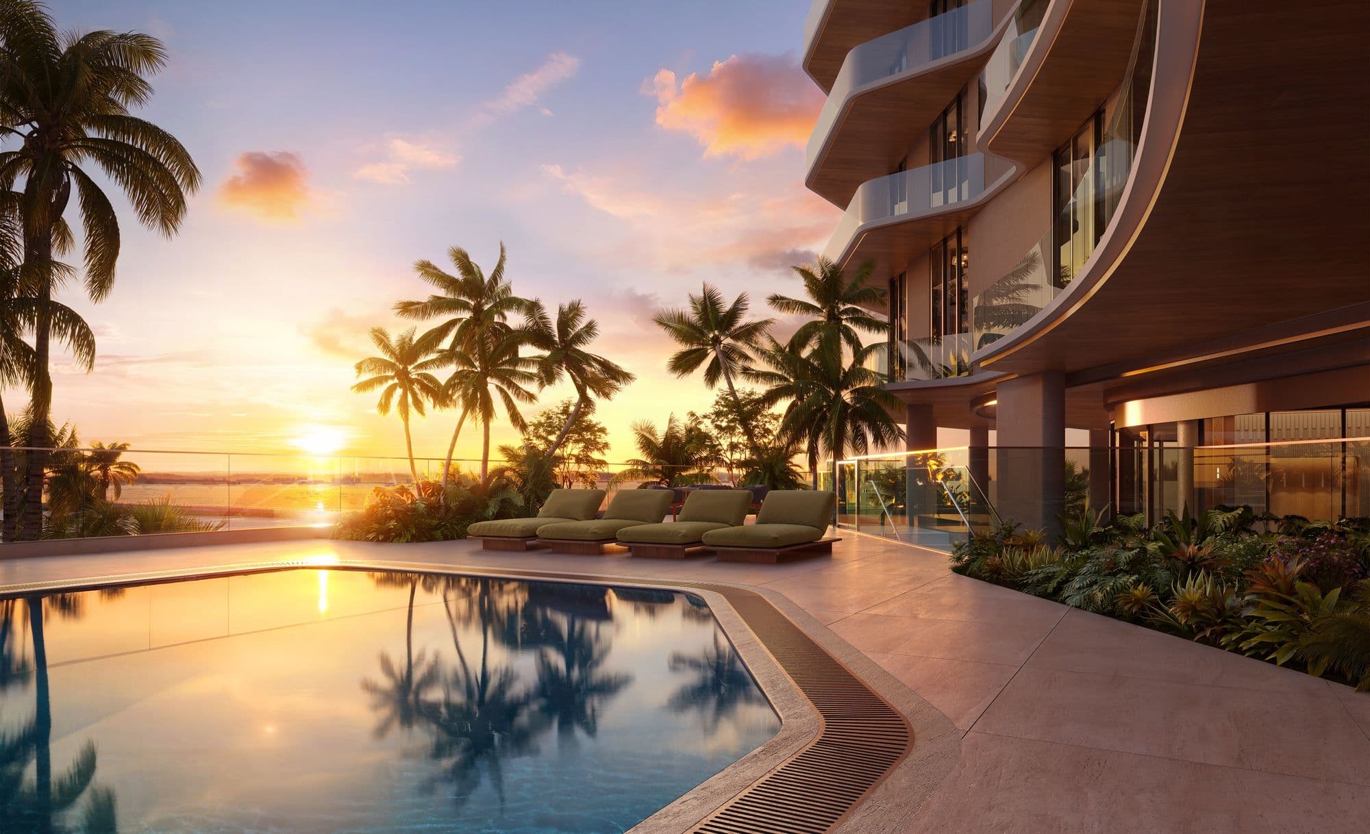 Piscina al atardecer