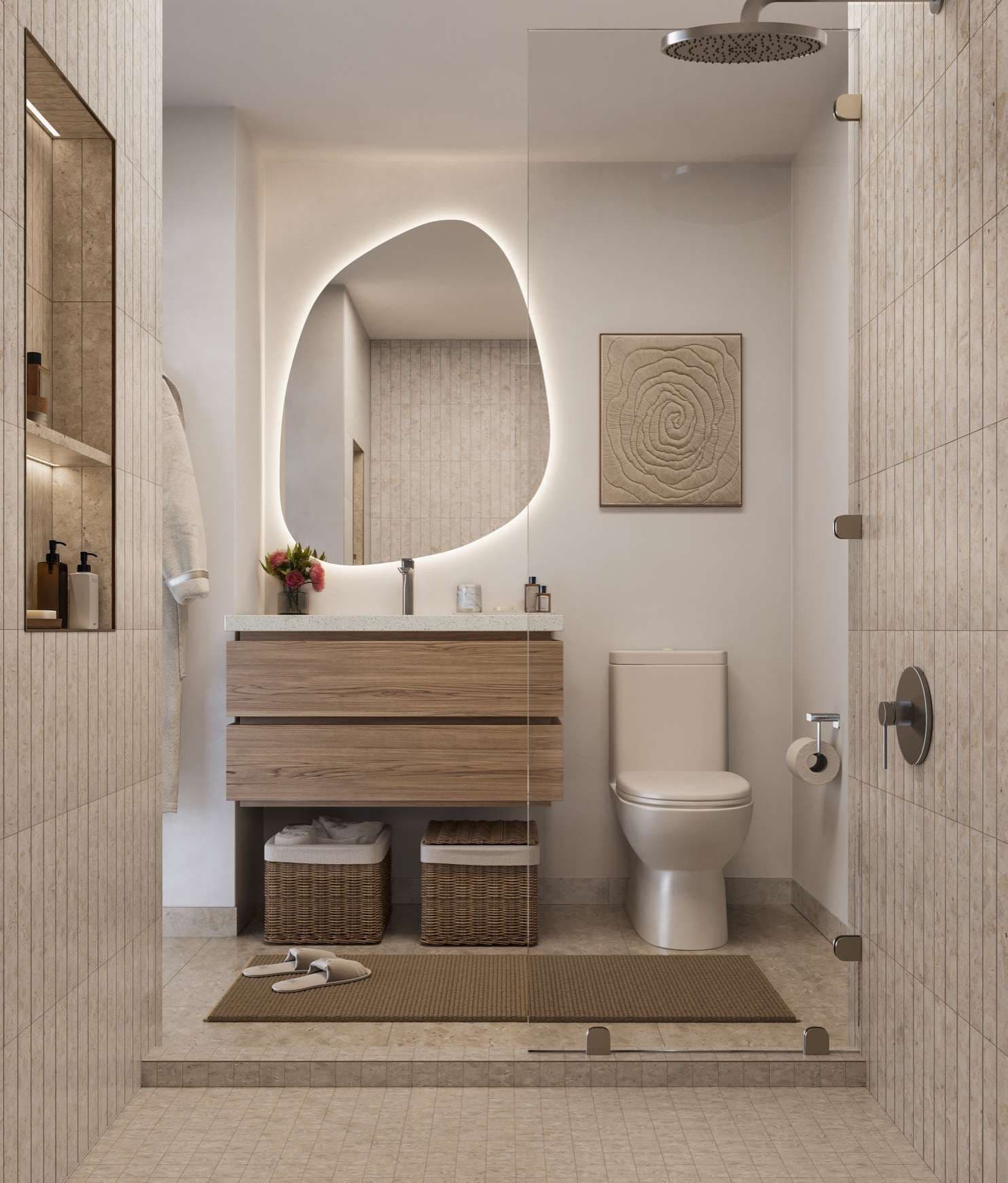 Baño con acabados en porcelanato