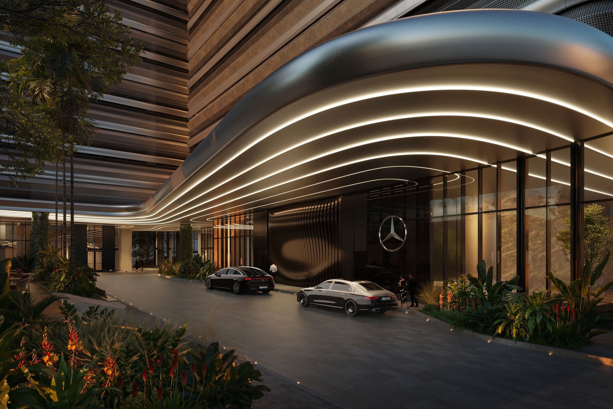 Llegada con porte-cochère