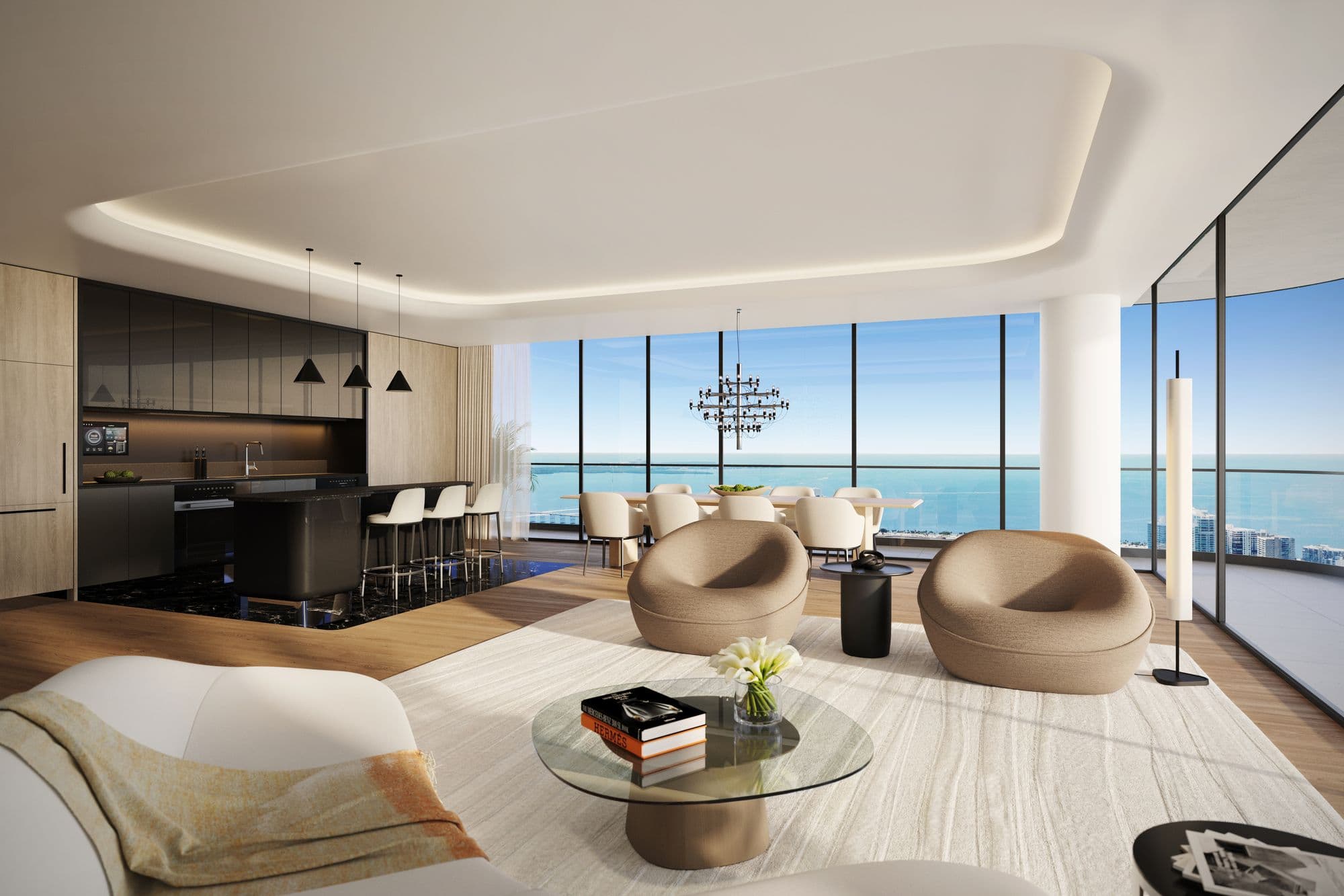 Sala con vista a la bahía