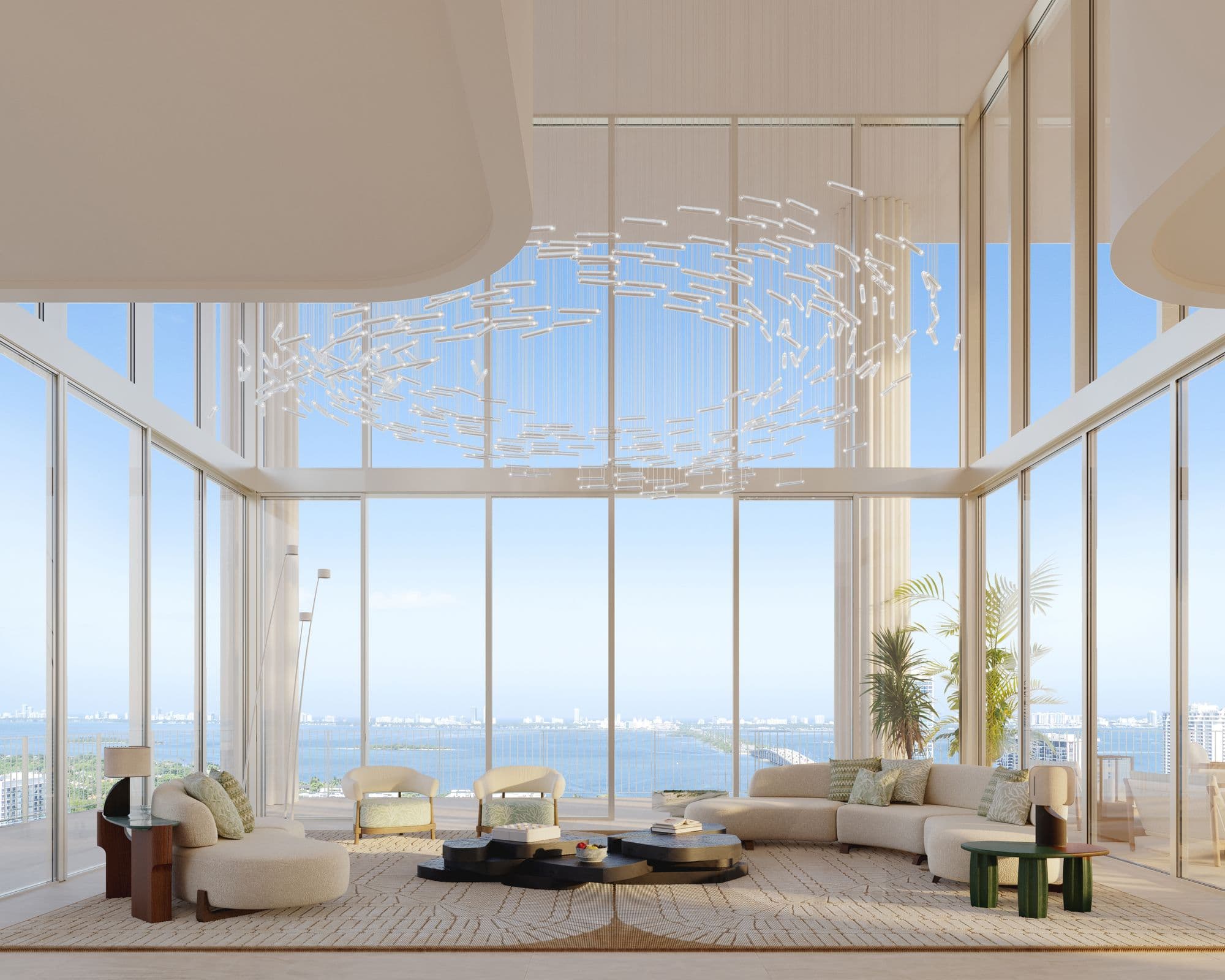 Sala de doble altura en un penthouse