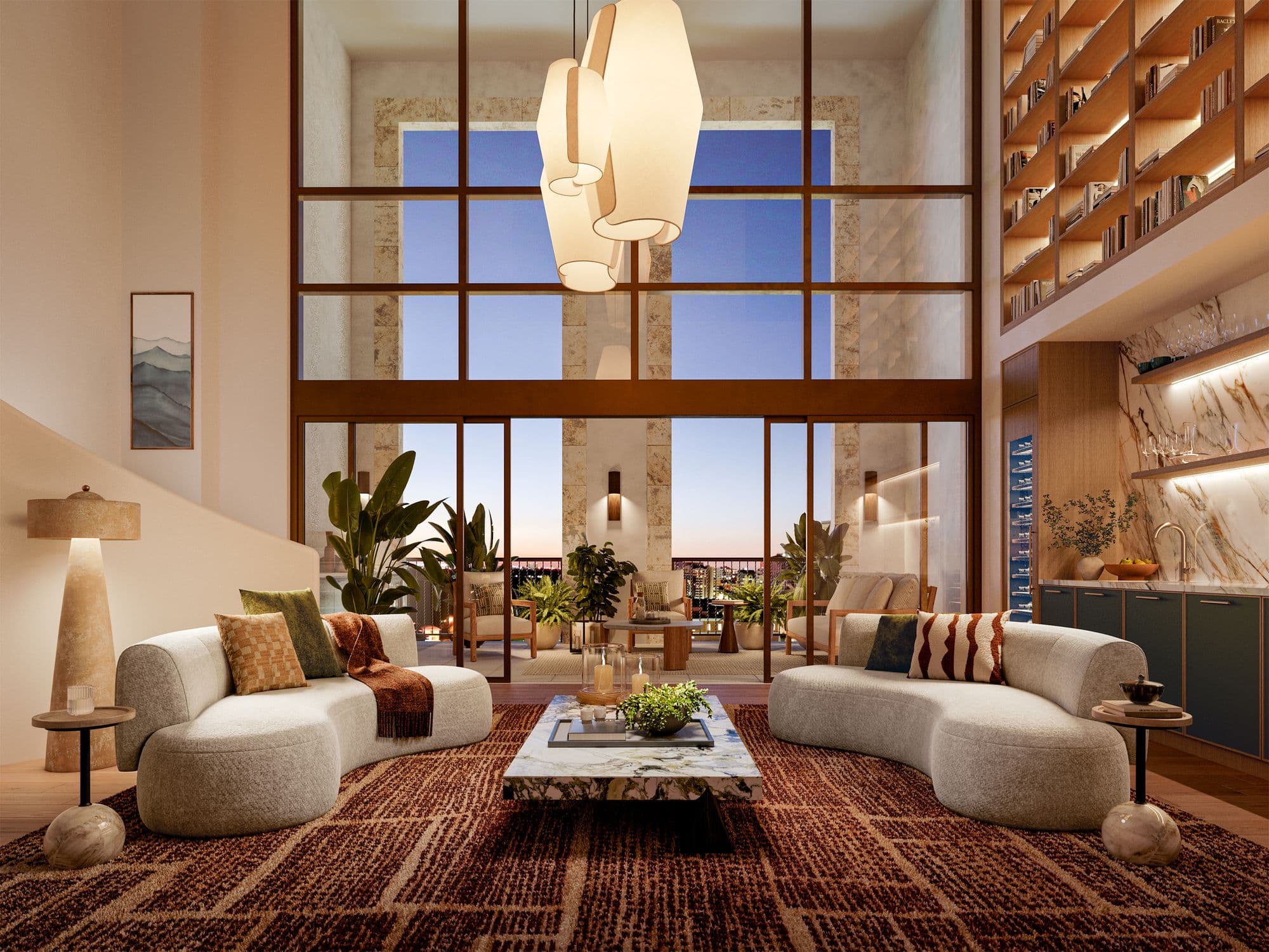Sala de doble altura en un penthouse