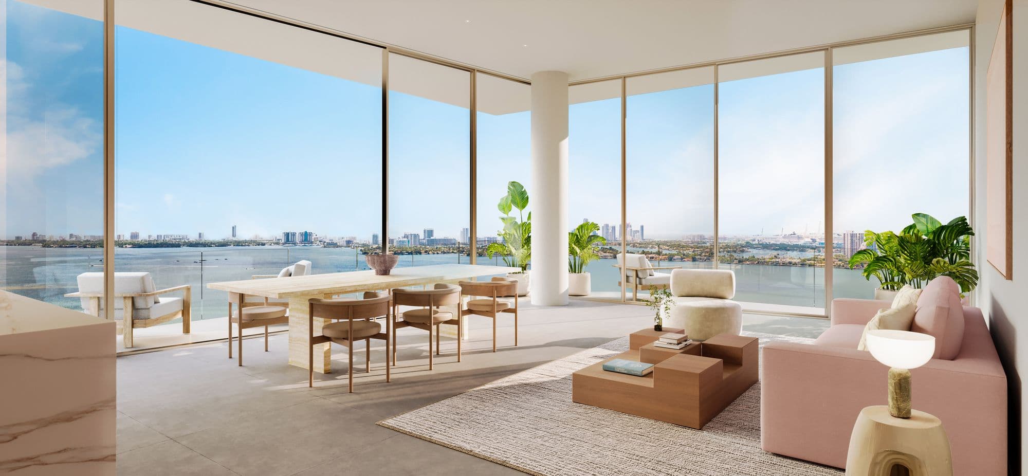 Sala con vista a la bahía