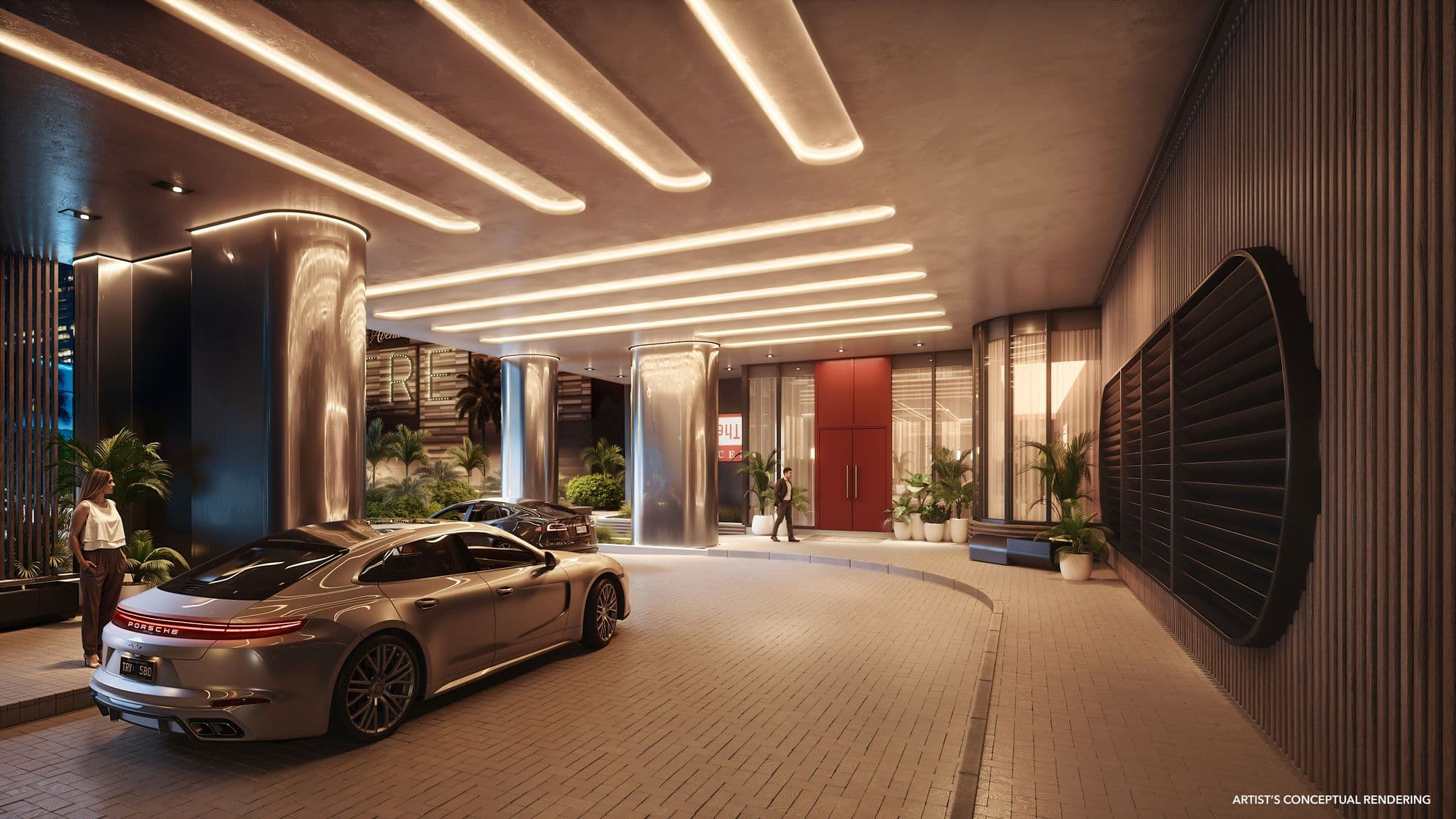Llegada con porte-cochère